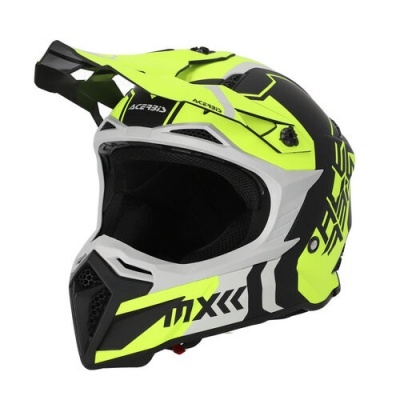 Capacete motocross integral amarelo e preto com visor ajustável