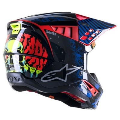 Capacete Alpinestars S-M5 Action Solar Flare Azul / Vermelho