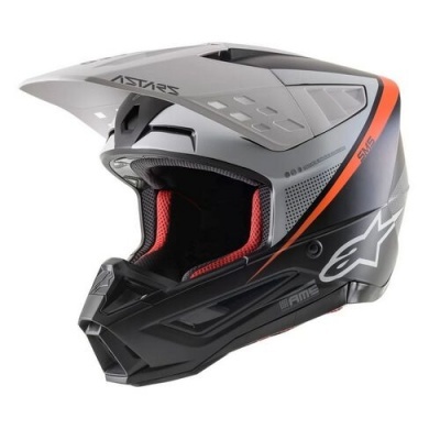 Capacete Alpinestars S-M5 Rayon Preto/Branco/Laranja fluor