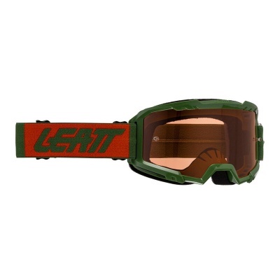 Óculos de proteção verde com lente castanha e banda elástica laranja LEATT