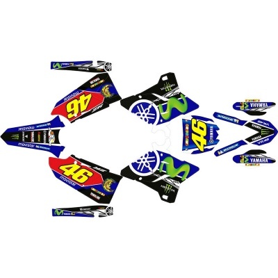 Kit de autocolantes para moto Yamaha azul com números 46 amarelos e logotipos
