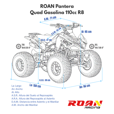 Quad 110cc Automático Roan Pantera R8 Vermelho