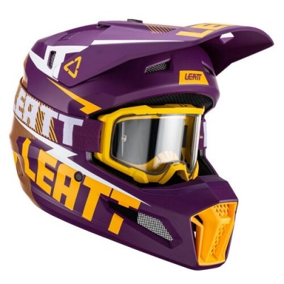 Capacete Leatt 3.5 kit com óculos purpura
