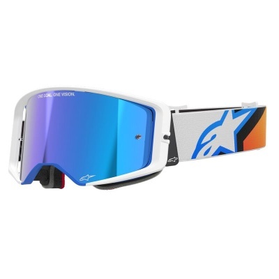 Óculos de proteção com lente espelhada azul e cinta elástica colorida Alpinestars