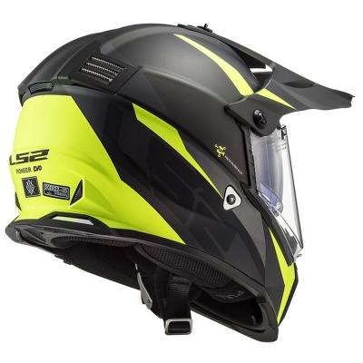 Capacete integral LS2 preto e amarelo com visor transparente