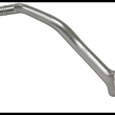 Alavanca metálica prateada com anel dourado