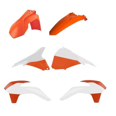 Conjunto de peças de plástico para mota em laranja e branco