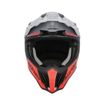 Capacete de motocross branco, vermelho e preto com logo Acerbis