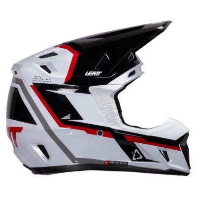 Capacete integral para motocross preto, branco e vermelho