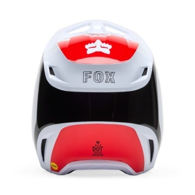 Capacete Fox V1 Flow branco vermeho