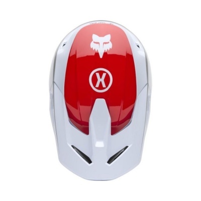 Capacete Fox V1 Flow branco vermeho