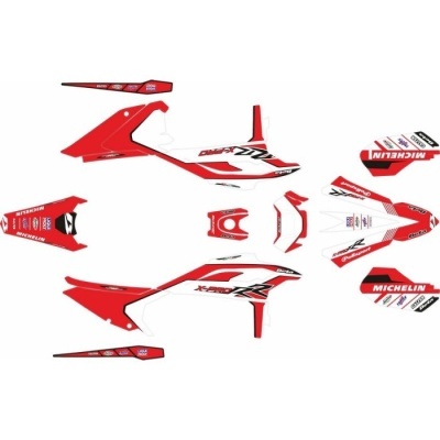 Autocolantes para mota com cores vermelha e branca e logos de marcas