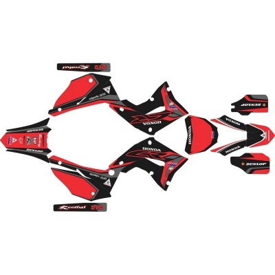 Conjunto de autocolantes vermelhos, pretos e brancos para mota Honda com vários logótipos