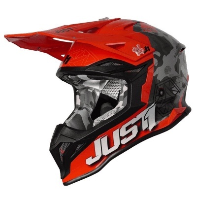 Capacete JUST1 J39 Kinetic Camuflagem Vermelho Laranja