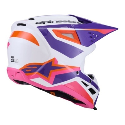 Capacete motocross branco roxo laranja rosa Alpinestars