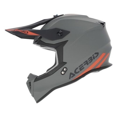 Capacete integral Acerbis cinza fosco com detalhes laranja e preto