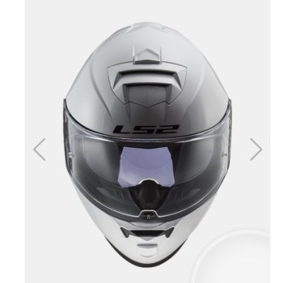 Capacete integral branco com viseira transparente e logo LS2