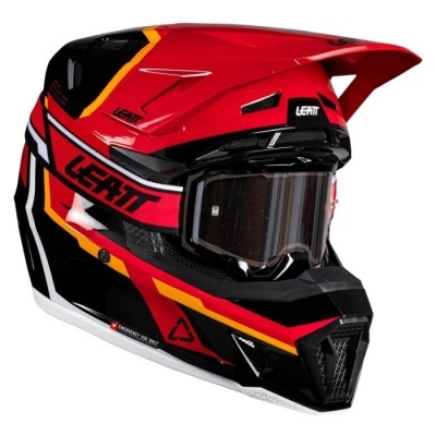 Capacete Leatt 7.5 com oculos vermelho