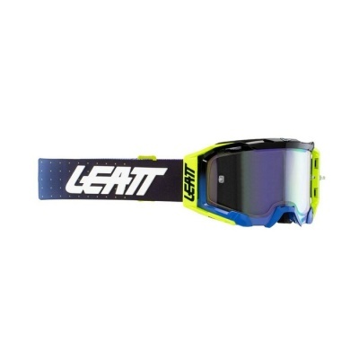 Óculos de proteção motocross LEATT amarelo azul preto com lente espelhada