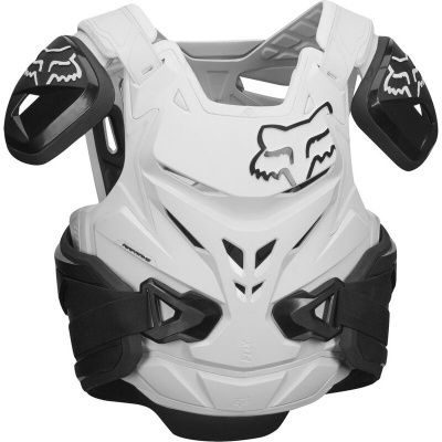 Colete protetor motocross branco e preto com logo Fox