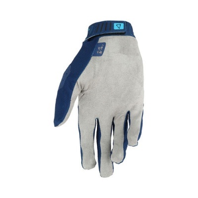 Luva de trabalho cinza claro com detalhes azuis escuros