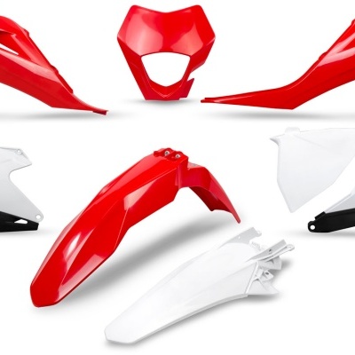 Partes de carenagem de moto em plástico vermelho e branco