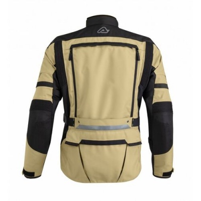 Jaqueta bege e preta para motoqueiro vista de trás