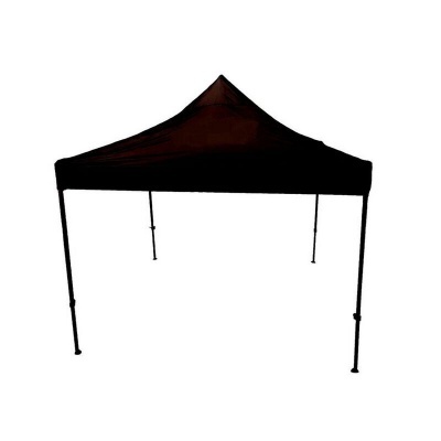 Tenda dobrável preta com quatro pernas e topo piramidal