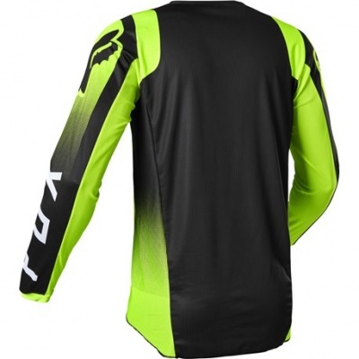 Camisola desportiva preta e verde neon com logo de raposa e texto FOX