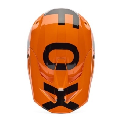 Capacete de ciclismo laranja com texto preto FOX