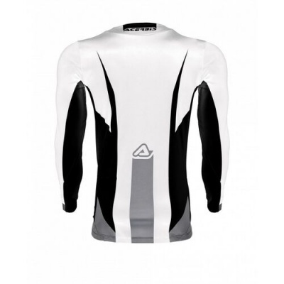 T-shirt desportiva de manga comprida branco, preto e cinzento com texto ACERBIS na gola