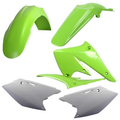 conjunto de plásticos para moto verde e branco