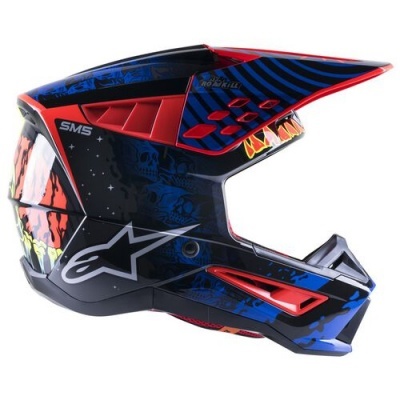 Capacete Alpinestars S-M5 Action Solar Flare Azul / Vermelho