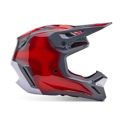 Capacete integral para motocross vermelho e cinza com visor