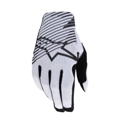 Luvas brancas e pretas com padrão de linhas e estrelas
