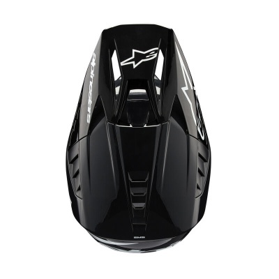 Capacete integral preto para motociclismo com logótipos Alpinestars