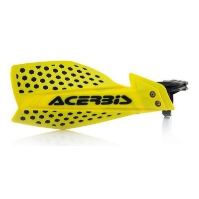 Proteção de mão amarela com padrão preto e texto ACERBIS para mota ou bicicleta
