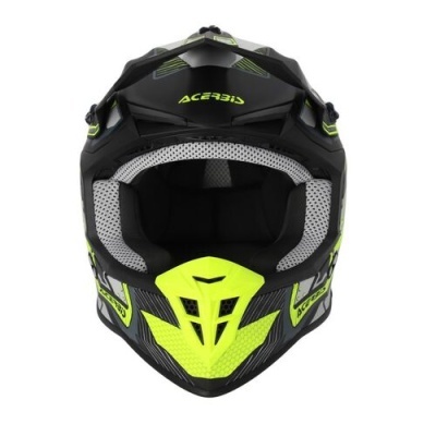 Capacete Acerbis motocross preto e amarelo com interiores acolchoados