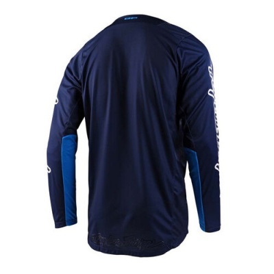 Camisola desportiva azul escura de manga comprida vista de trás