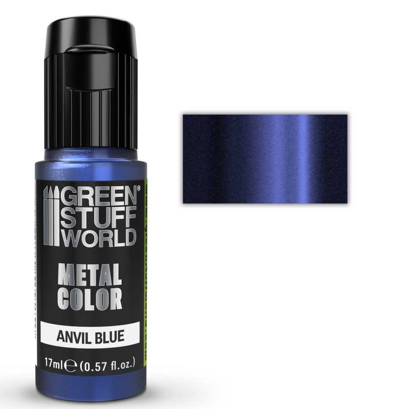 Tinta Vivid Metallic Paint - Anvil Blue Frasco de tinta metálica azul escuro Anvil Blue com tampo preto