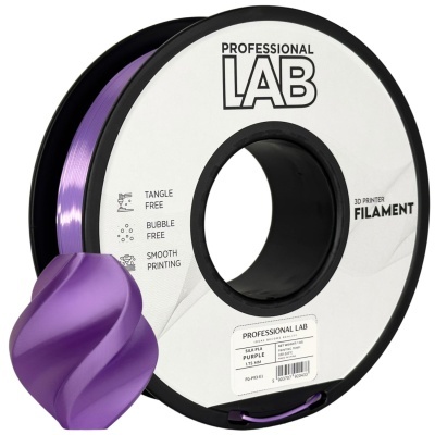 Bobina de filamento para impressora 3D roxo PROFESSIONAL LAB com objeto impresso em 3D roxo