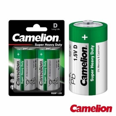 Pilha Zinco-Carvão LR20/D 1,5V 8000ma 2x Blister CAMELION