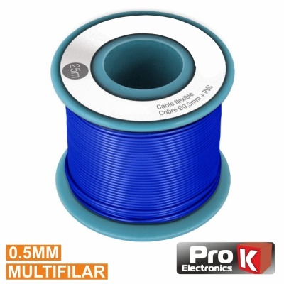 Cabo Multifilar Azul 0,5mm Rolo 25m PROK