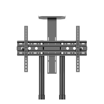 Suporte de parede metálico preto para televisão com braços verticais e base para fixação