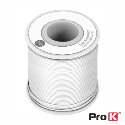 Cabo Multifilar Branco 0,8mm Rolo 20m PROK