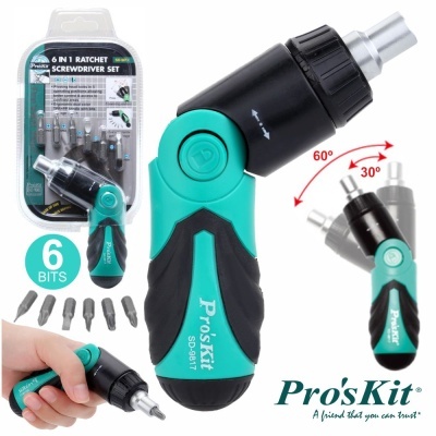 Chave Aparafusadora Manual 6 Em1 C/3 Posições 6 Bits Proskit