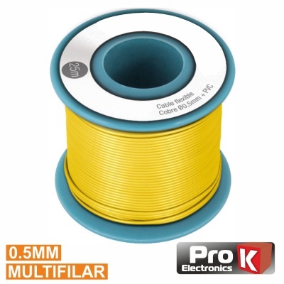 Cabo Multifilar Amarelo 0,5mm Rolo 25m PROK