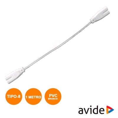 Extensão Tipo 8 Iec C7 Macho / Macho Branco AVIDE