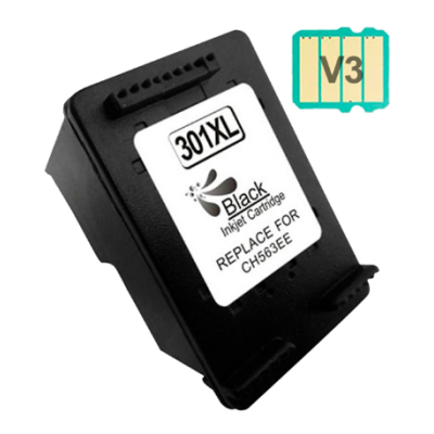 Cartucho de tinta preto para impressora 301XL com etiqueta branca