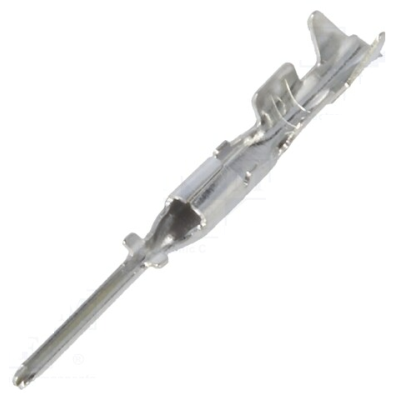 Conector elétrico metálico prateado e alongado